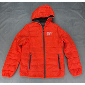 Kenneth Cole Sundance Film Festival 2016 Reversible Puffer Jacket Orange Gray M